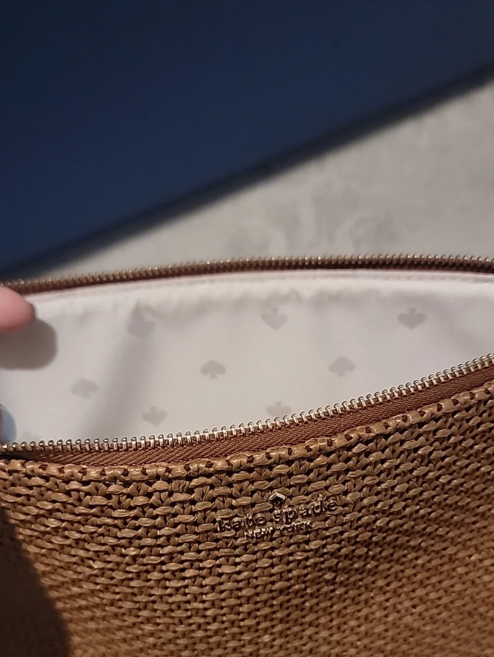 KATE SPADE Woven Straw Clutch - Tan